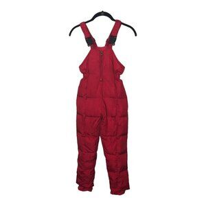 Kids Youth Red Soft-shell Puffer Down Filled Overall Ski Snow Overalls